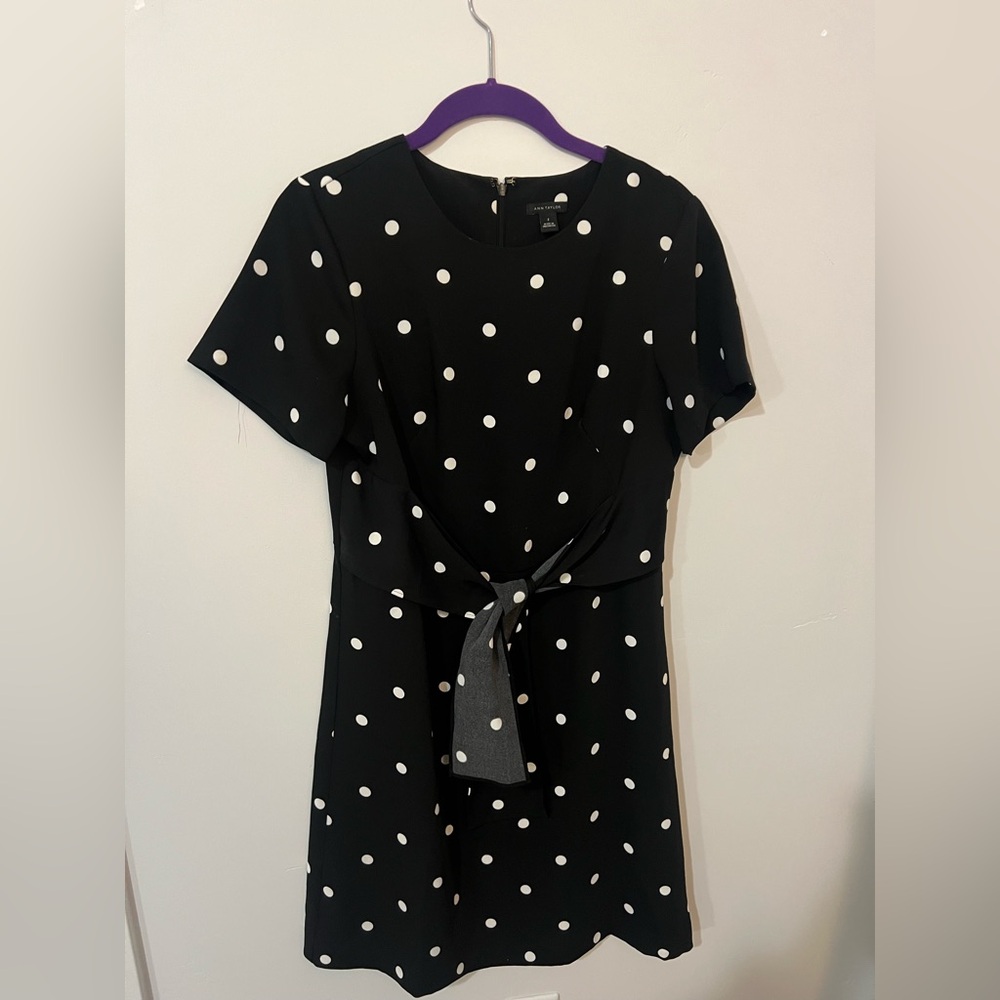Ann Taylor Black Dress with White Dots